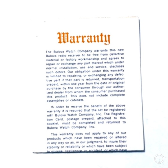 Bulova Scout Transistor Radio Vintage Brochure Manual Warranty - Picture 2 of 5